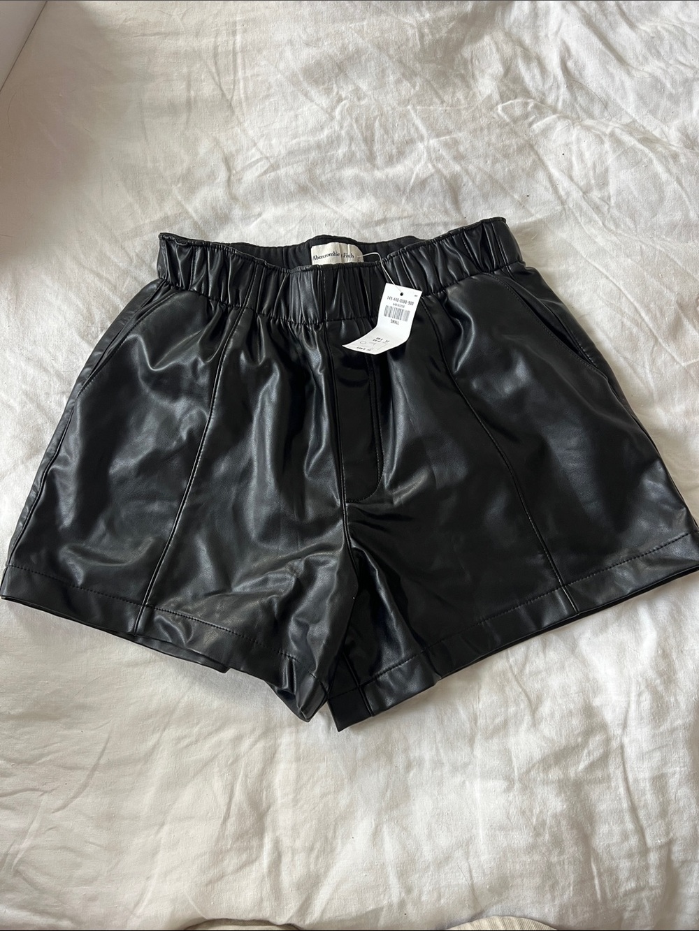 Abercrombie & Fitch Black Faux Leather High-Waist Shorts